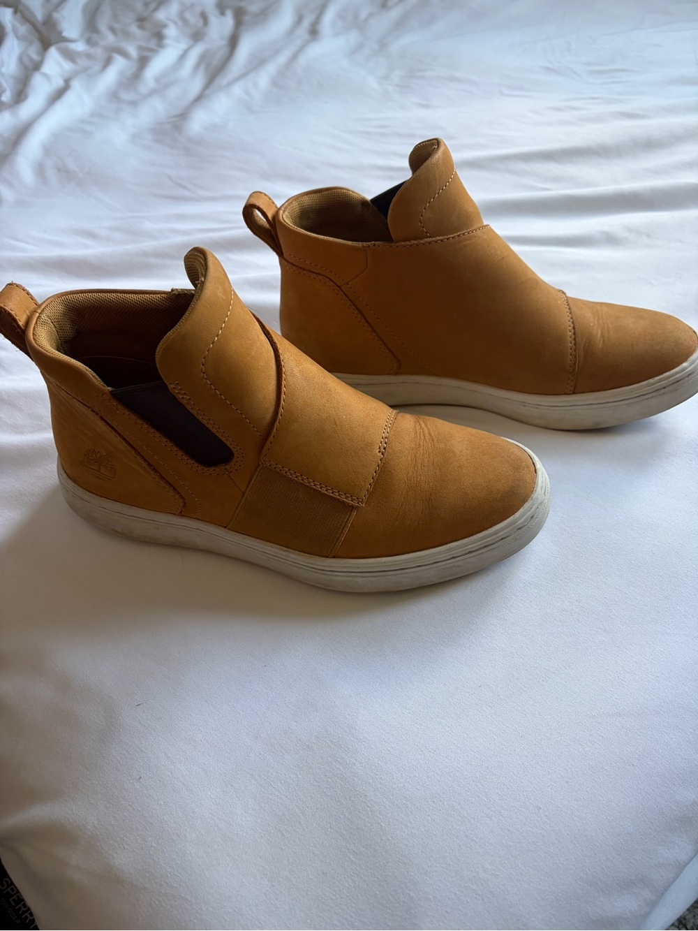 Timberland Wheat Leather Slip-On Ankle Booties